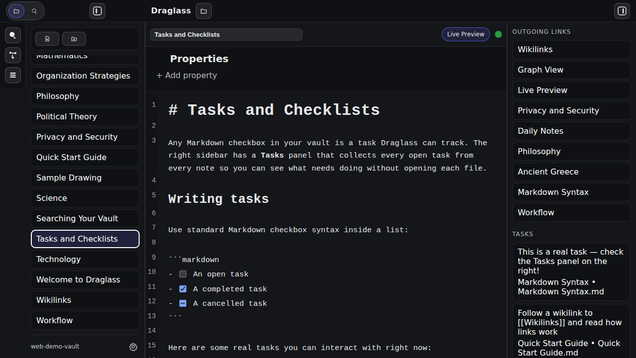 Tasks Panel